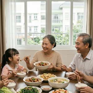 Gia đình Việt Nam quây quần bên bữa cơm Nếp Nhà